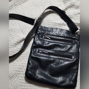 Margot New York Black Leather cross body bag.